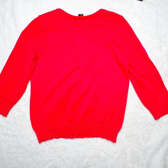 H&M Neon Red 3/4 Sleeve Basic Cardigan Button-Down Sweater size Medium - Picture 3 of 6